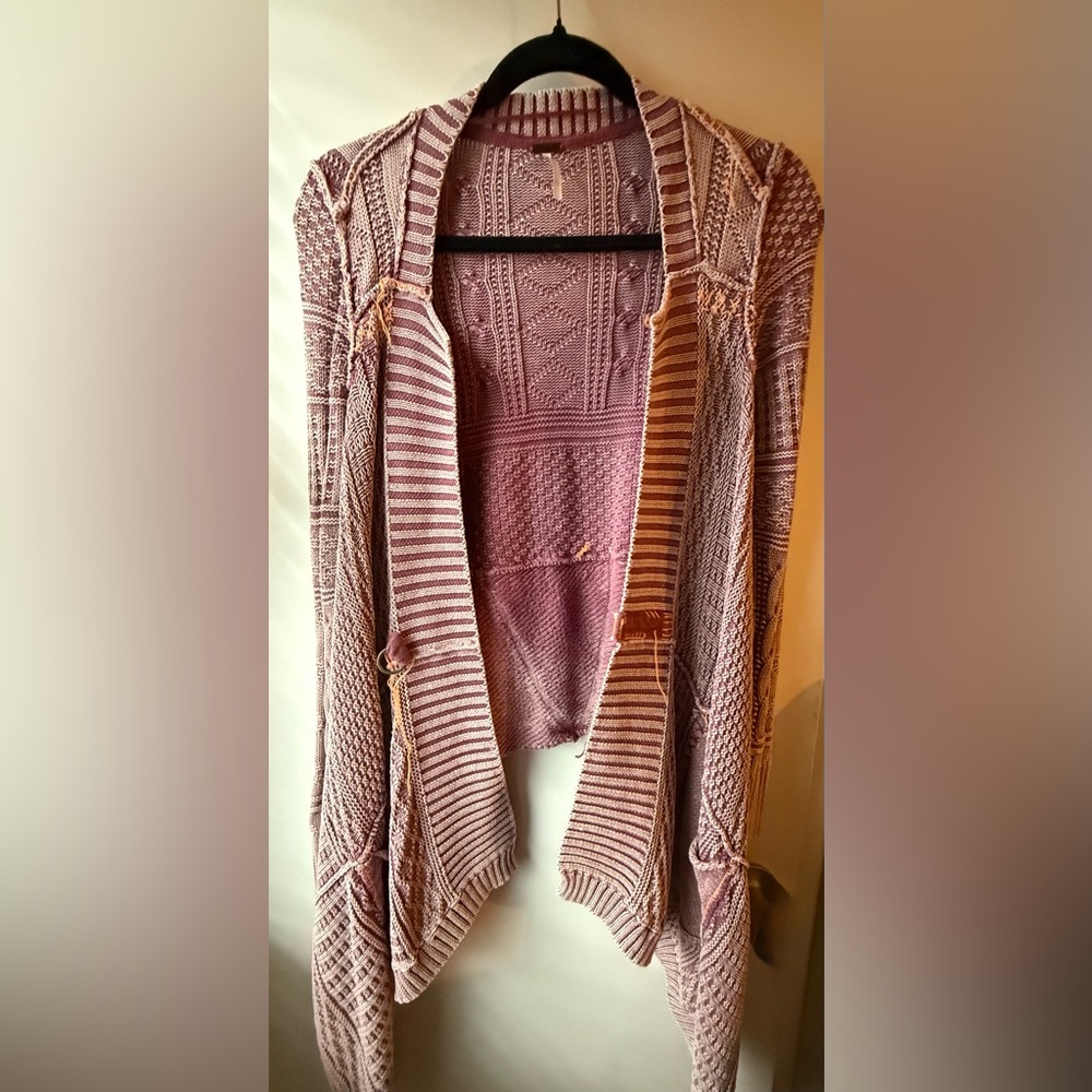 Free People Mauve Striped Cardigan